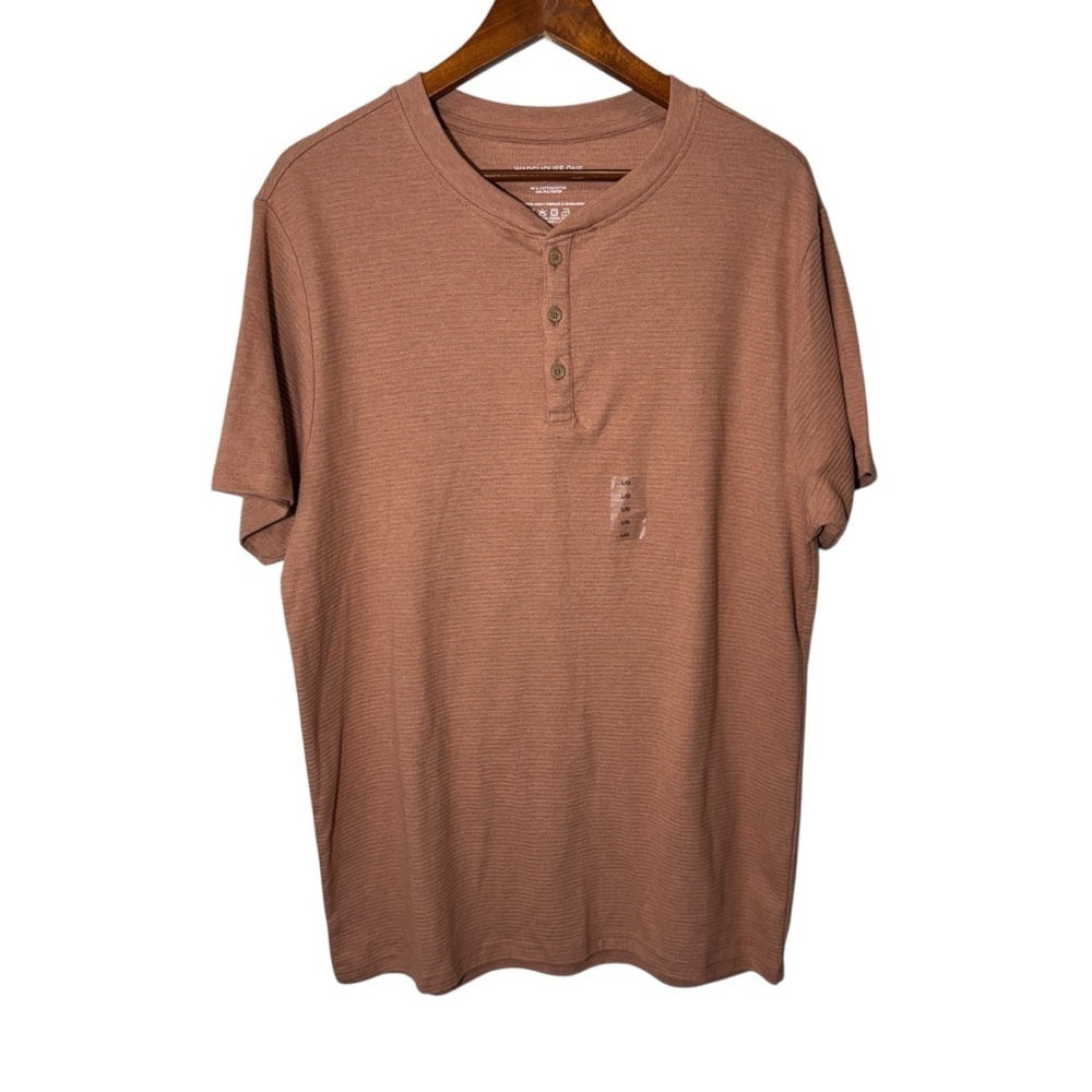 Warehouse One Tan Short Sleeve Ribbed Tshirt Size Large NWT